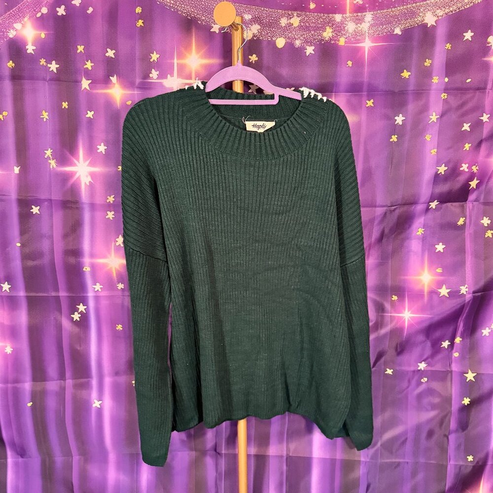 Haptics - Long Sleeve With Stitch Detail Sweater - Green - 1x